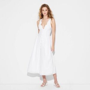 NWT Wild Fable 100% Cotton Women's Lace Maxi Sundress, Adjustable, White